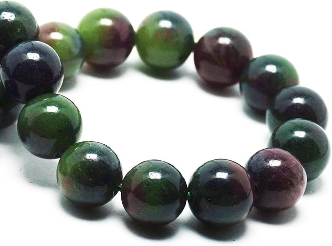 Jade Stone for Jewelry Making - 8mm Gemstone Round Craft Beads for Bracelets(45-48pcs, Red-Green Gemstone)