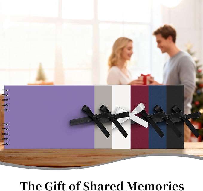 Vienrose Scrapbook Album 80 Pages, DIY Photo Album with Accessories, Black Kraft Paper Memory Book for Wedding, Birthday, Travel, Valentine, Mother’s Day, 11x8 Inches