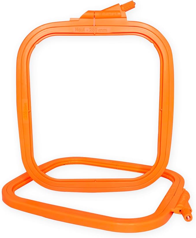 nurge square embroidery hoop - plastic cross stitch frame for needlepoint & embroidery - adjustable craft hoop - orange - no:4 (large)