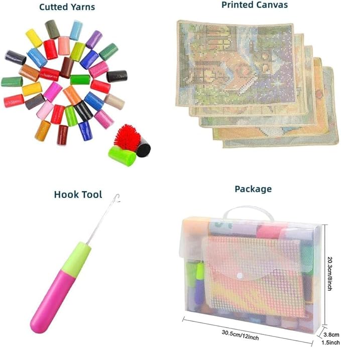 Generic Chinese Dragon Latch Hook Kits Rug DIY Cushion Tapestry Making Crochet Hook Mat Making Kits Color Preprinted Pattern Canvas DIY Carpet Needlework Crochet Kits 52x38cm (series-9)