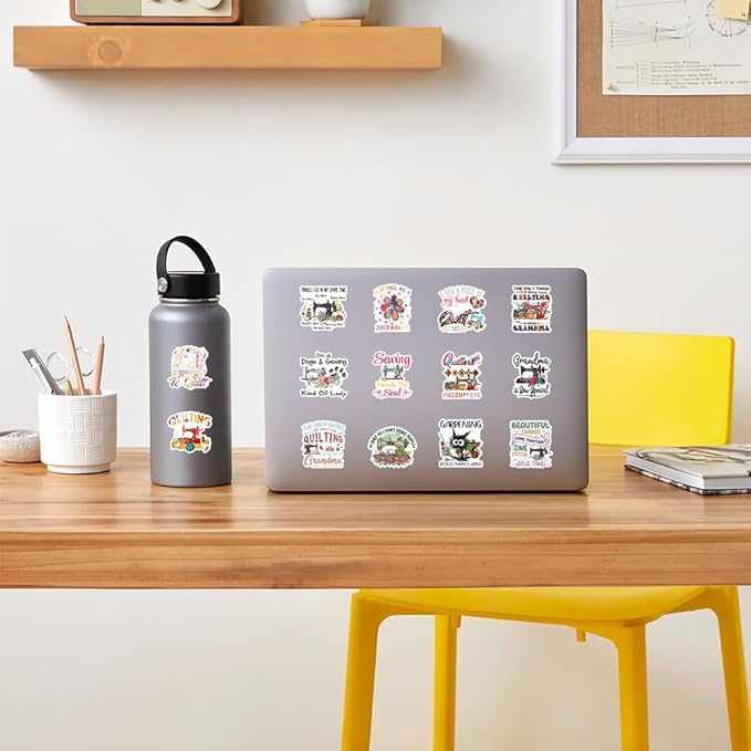 105 Pcs Retro Sewing Stickers, 1.5-3 Inches Vintage Sewing Decals, Waterproof Vinyl Stickers for Craft Journals, Laptops, Home Decor, Ideal for Crafters Adults(Sewing Machine)