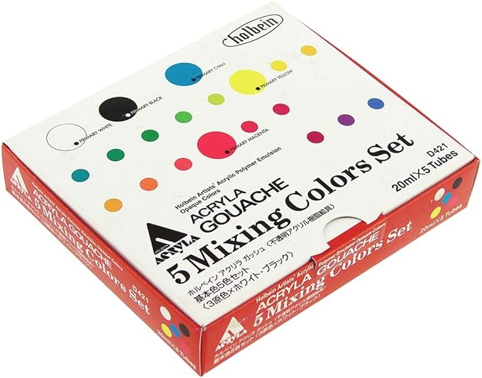 Holbein Acryla Gouache 20ml Primary Mixing Colors Set of 5