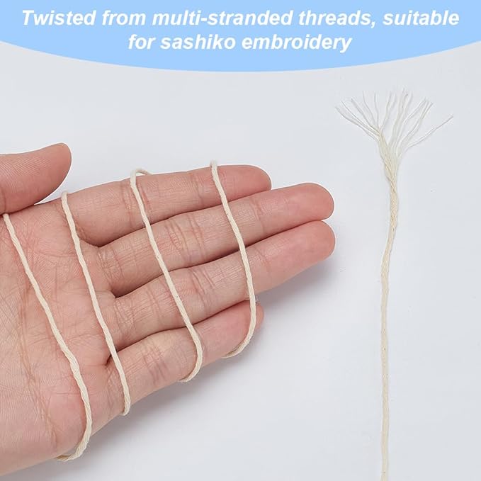FREEBLOSS 100M Sashiko Thread 100% Cotton Cord Quilting & Embroidery Floss for Hand Sewing 14 Stranded Thick Sewing Thread for Embroidery Supplies