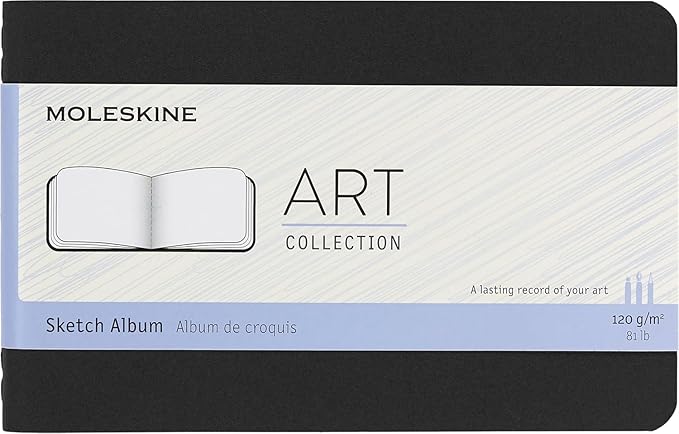 Moleskine Art Sketch Album, Hard Cover, Pocket (3.5" x 5.5") Plain/Blank, Black, 72 Pages