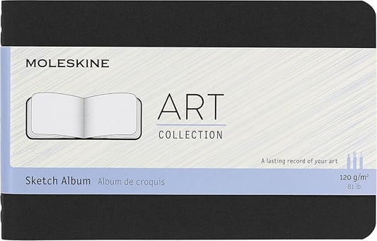 Moleskine Art Sketch Album, Hard Cover, Pocket (3.5" x 5.5") Plain/Blank, Black, 72 Pages