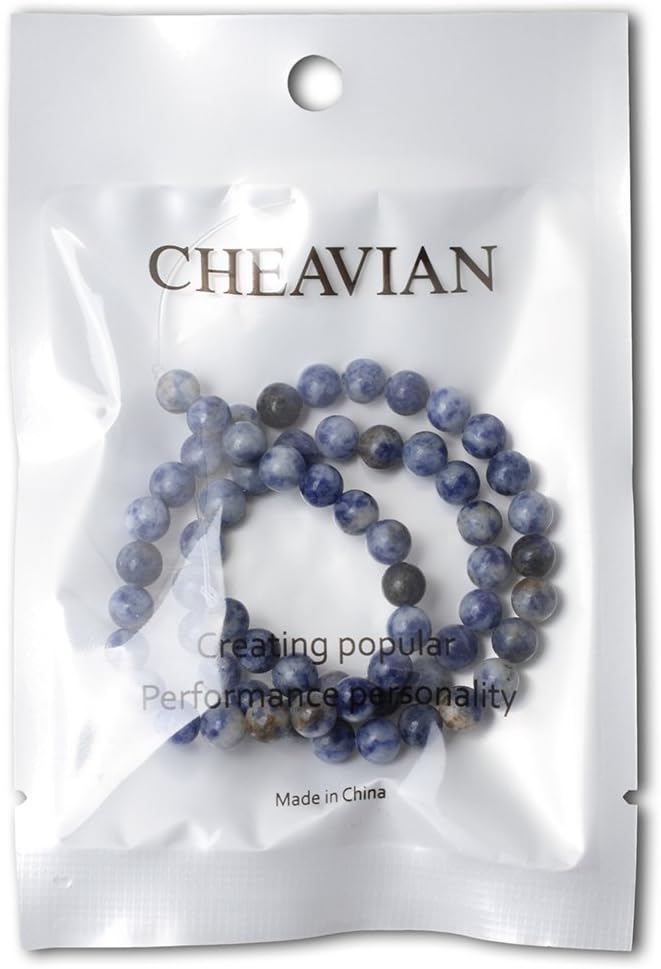 cheavian 60pcs 6mm natural blue white sodalite gemstone round loose beads for jewelry making 1 strand 15"