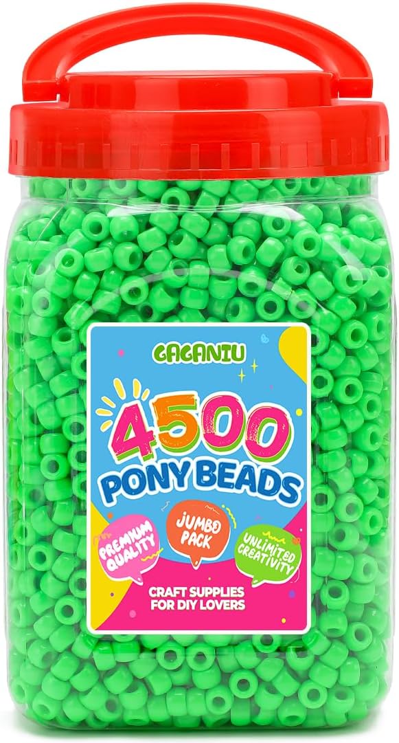 4500 pcs pony beads for bracelet making green beads bulk for hair braiding diy crafts kandi jewelry key chains and ornaments decorations boxed