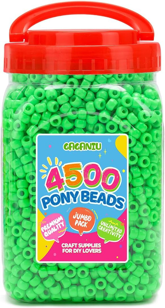4500 pcs pony beads for bracelet making green beads bulk for hair braiding diy crafts kandi jewelry key chains and ornaments decorations boxed