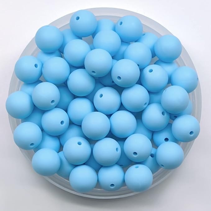 60Pcs 15mm Round Rubber Silicone Bead Bulk Loose Beads Gorgeous Making Kit for Keychain Tassels Necklace Bracelet Jewelry DIY Crafts Making