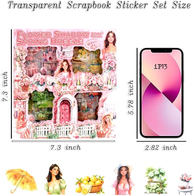 440 Pcs Spring Landscape Scrapbook Stickers for Scrapbooking, Transparent PET Stickers for Journaling, Junk Journal Supplies, Aesthetic Decorative, Collage, Craft Art, Scrap Booking Kit