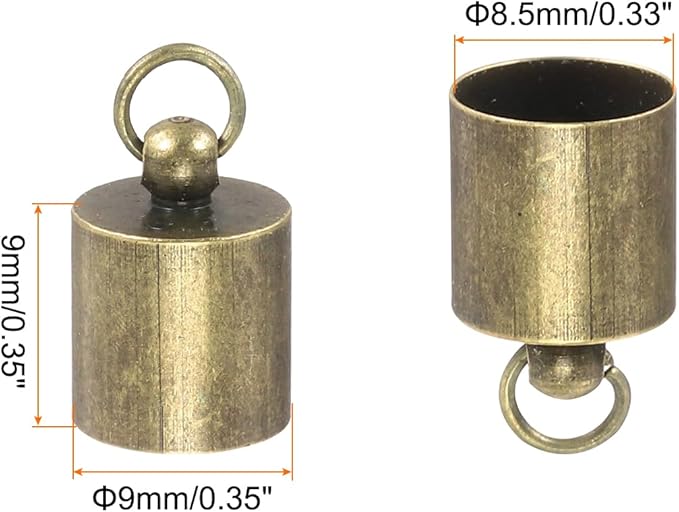 MECCANIXITY Fold Over Cord End Caps Bronze 9mm OD with Crimp Covers Lobster Claw Clasps DIY Jewelry Making for Bracelets and Necklaces Crafting 20 Pcs