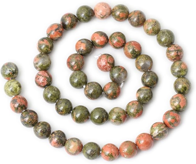 cheavian 45pcs 8mm natural unakite gemstone round loose beads for jewelry making diy handmade 1 strand 15"