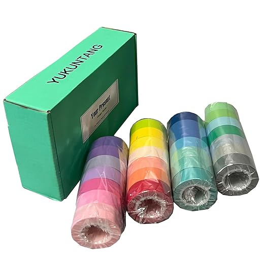 YUKUNTANG 28 Rolls Washi Masking Tape Set, 15mm 306 Yards Colorful Rainbow Pastel Decorative Colored Writable Washi Craft Tape Set for DIY Crafts Scrapbook Designs