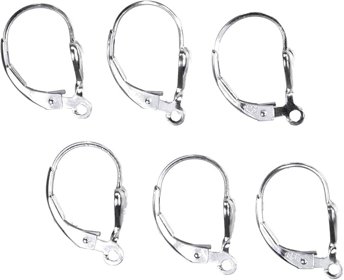 ugems sterling 6 silver heart leverback findings components usa made 925 open loop design handcraft supply classic style jewelry making parts bright finish 3 pairs spring closure sku j-4172