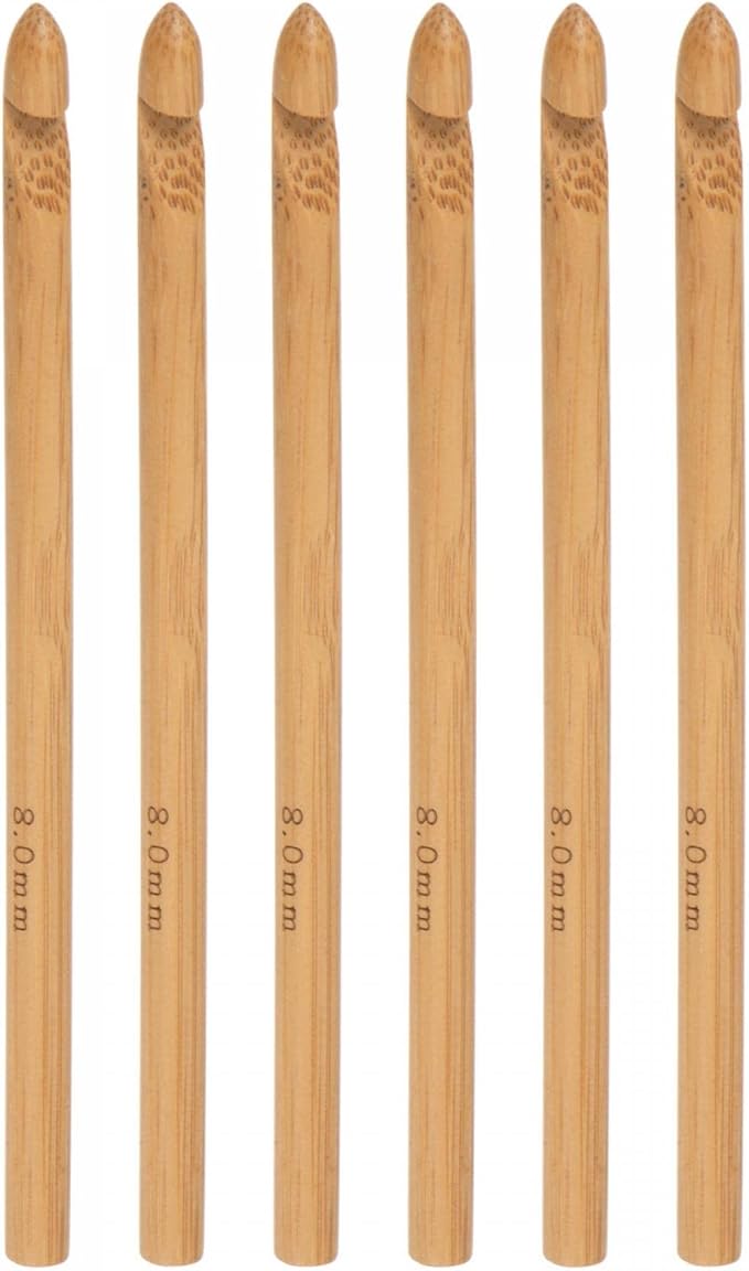 uxcell Wooden Bamboo Crochet Hook 8.0mm US Size L (Size 11) Chunky Knitting Needles for DIY Craft Yarn 6Pcs
