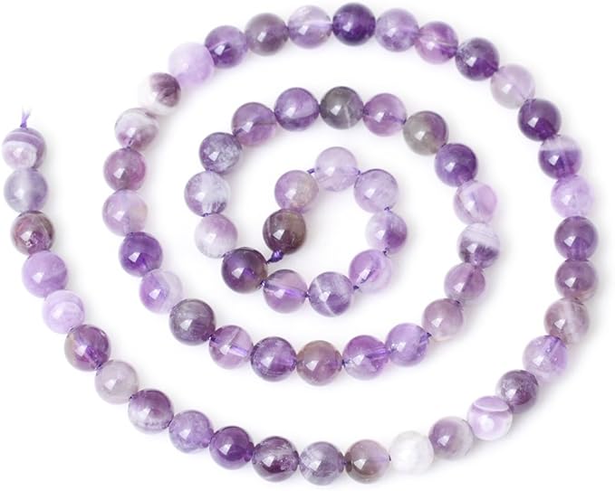 cheavian 60pcs 6mm natural dog teeth amethyst gemstone round loose beads crystal energy stone healing power for jewelry making 1 strand 15"