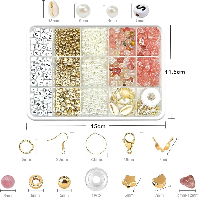 Basigeese Jewelry Making Supplies Kit Natural Stone Beads for Irregular Gemstone Beading with for DIY Craft Bracelet Necklace Earrings for Adults (Volcano Cherry Quartz)
