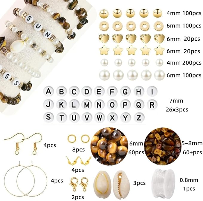 Basigeese Jewelry Making Supplies Kit Natural Stone Beads Irregular Gemstone Beading with for DIY Craft Bracelet Necklace Earrings for Adults (Yellow Tiger Eye)