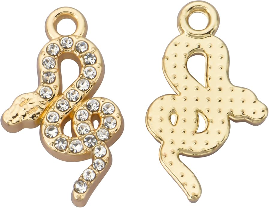 Pack of 20 Rhinestone Charms Gold Plated Pendants Pave Crystal Accessories for Necklace Bracelet Jewelry Making DIY Crafting