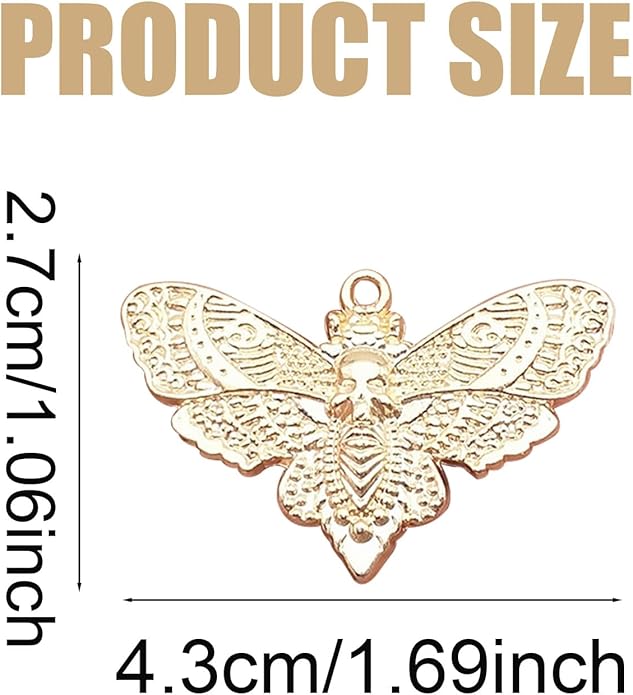 20PCS Skull Head Moth Pendant Alloy Gothic Moth Charms Death Head Insect Jewelry Charms For Jewelry Making DIY Bracelets Necklaces Crafts