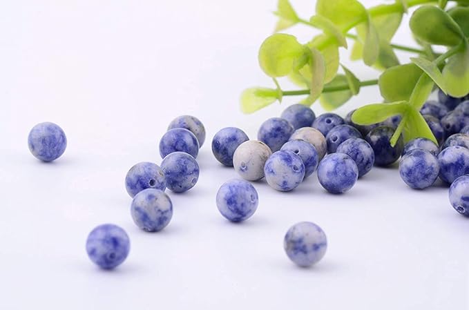 Natural Stone Beads 100pcs 10mm Blue White Sodalite Round Genuine Stone Beading Loose Gemstone Hole 1mm DIY Charm Smooth Beads for Bracelet Necklace Earrings Jewelry Making (Blue White Sodalite, 10mm)