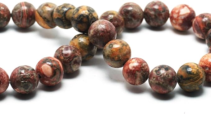 Natural Stone Beads Gemstone Beads for Jewelry Making - 8mm Round Loose Beads for Bracelets(44-47pcs, Leopard Print Stone)