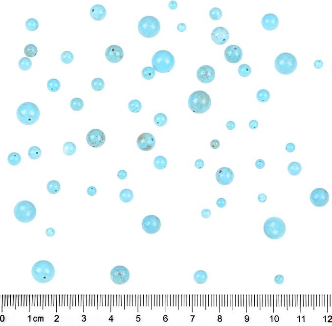 bymitel 6mm natural stabilized blue turquoise round beads gemstones genuine with 210pcs for diy jewelry making unisex (6mm 210pcs, stabilized blue turquoise)