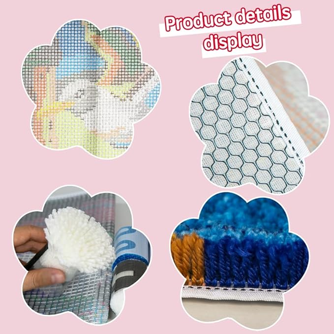 DL-YTG Latch Hook Kits Rug Seagull Crochet Yarn Cushion Colour Pre-Printed Canvas Cover Rug Needlework DIY Hook and Latch Kit Christmas Home Decoration 60X40cm/24x16 inch