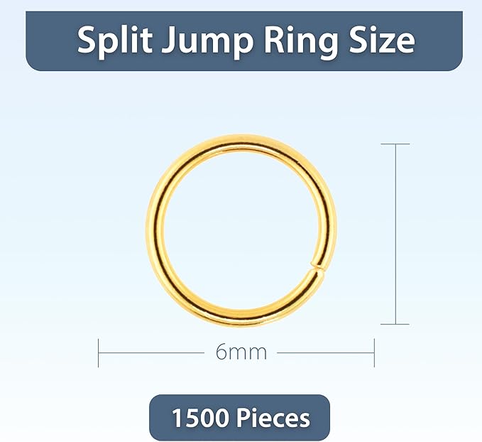 Mandala Crafts Assorted Gold Color Jump Rings Jewelry Findings Metal O Rings for Jewelry Making Supplies - 1500 6mm Small Open Jump Rings Kit for Necklace Earring