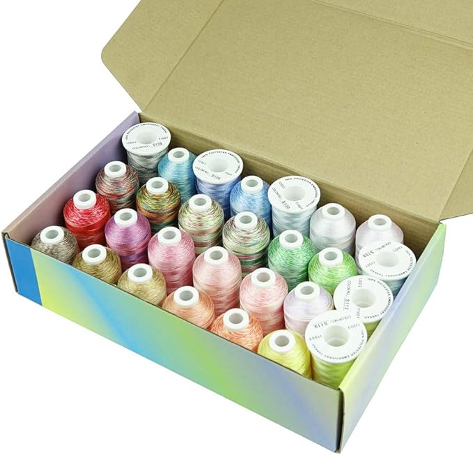 Simthreads 28 Variegated Color Embroidery Machine Thread 1100 Yards Each for Janome Brother Pfaff Babylock Singer Bernina Husqvaran and Most Sewing Embroidery Machines