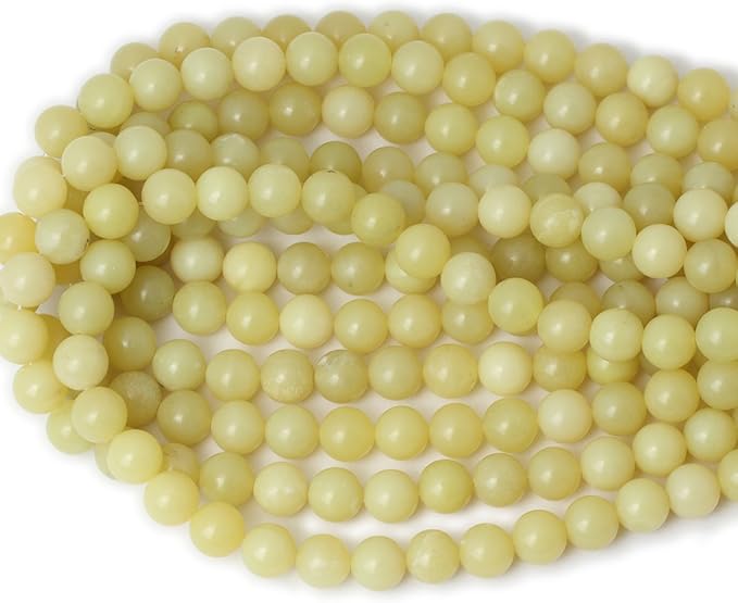 cheavian 35pcs 10mm natural yellow lemon jade gemstone round loose beads for jewelry making diy findings 1 strand 15"