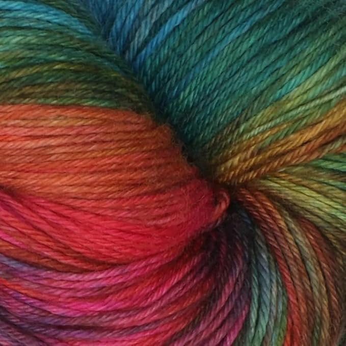 KnitPro Symfonie Fingering Weight Hand Dyed Variegated Yarn Skein | Extra Fine Merino Wool & Polyamide Blend for Knitting & Crocheting, Oeko-TEX Certified 400m, 100g | Terra Dragon Vine