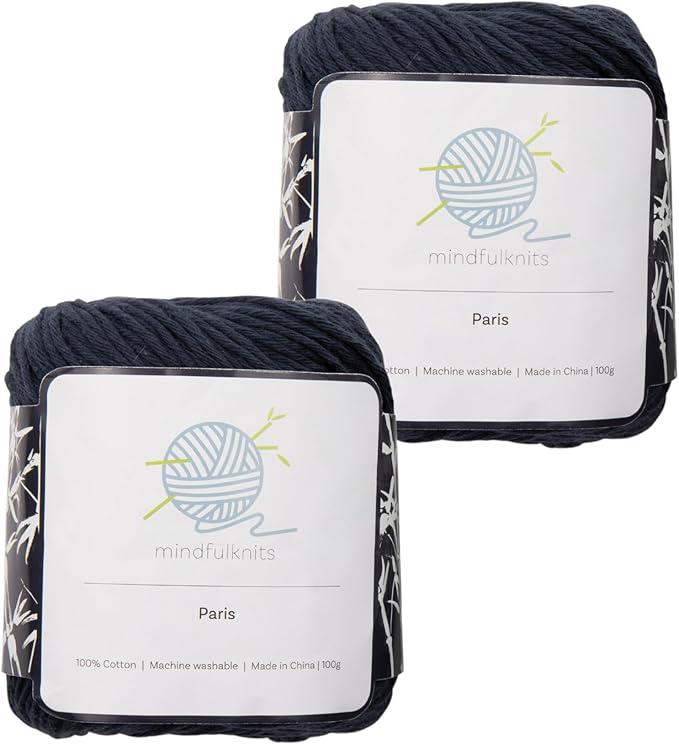 Knitting Yarn, Crochet Yarn, Mindfulness and Relaxation 100 Percent Cotton Yarn, Single Color 2-Pack - Medium Number 4 Worsted Bundle, Soft & Gentle for Garments, Amigurumi, Baby Items by mindfulknits