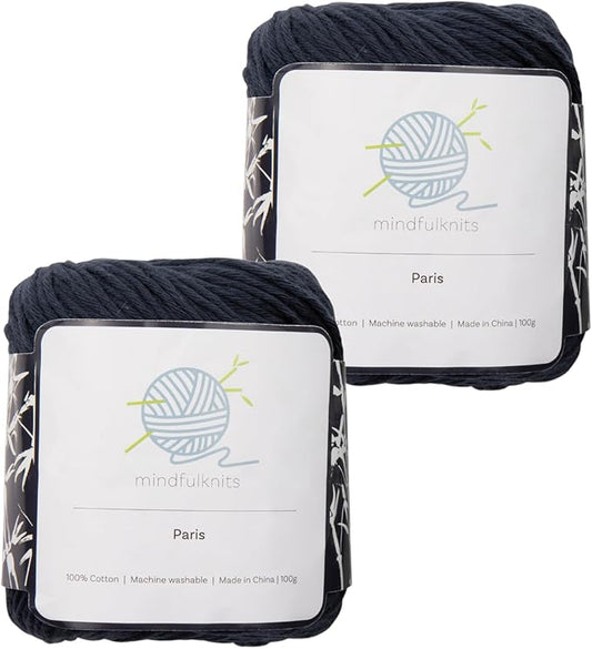 Knitting Yarn, Crochet Yarn, Mindfulness and Relaxation 100 Percent Cotton Yarn, Single Color 2-Pack - Medium Number 4 Worsted Bundle, Soft & Gentle for Garments, Amigurumi, Baby Items by mindfulknits