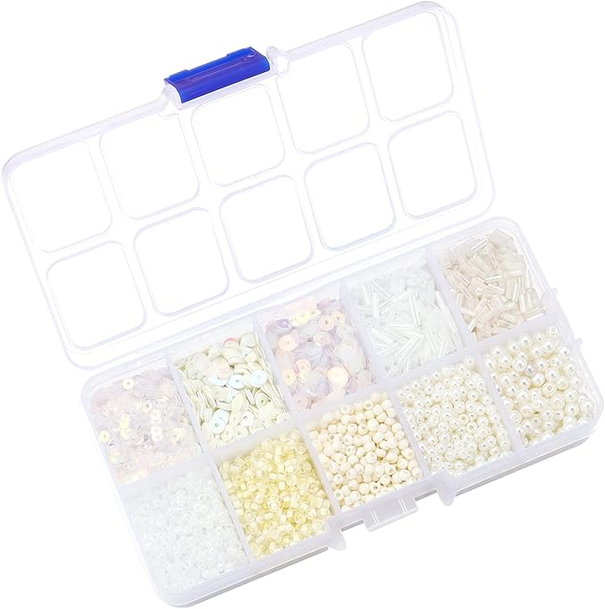 Assorted Beads for Jewelry Making, Glass Seed Bugle Tube Beads Loose Sequins Multiple Sizes for Crafts Sewing Jewelry Making