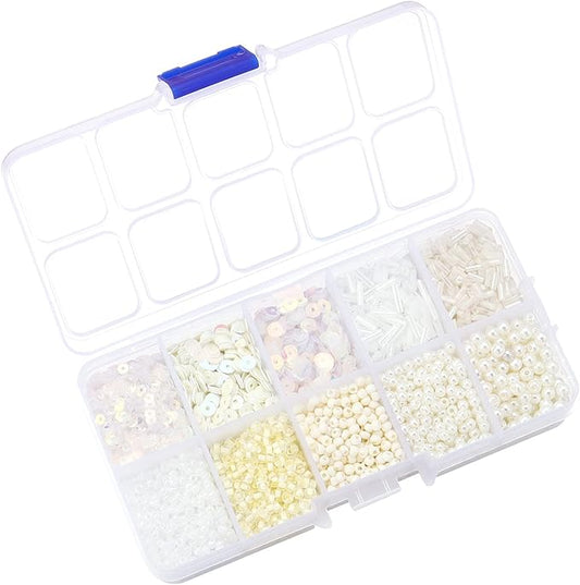 Assorted Beads for Jewelry Making, Glass Seed Bugle Tube Beads Loose Sequins Multiple Sizes for Crafts Sewing Jewelry Making
