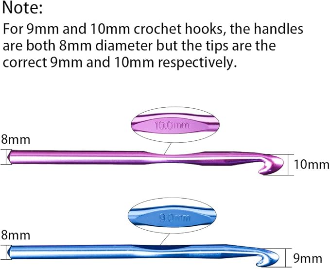 14 Sizes Crochet Hooks Set Multi-Color Metallic Plated, Tomorotec Art Aluminum Knitting Needles for Yarn Craft Set with Stitch Markers and Big Eye Needles
