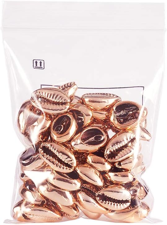 Cheriswelry 50pcs Electroplated Shell Beads Rose Gold Cowrie Spirals Spacer Summer Beach Loose Beads Charms 1520mm for Vase Filler Fish Tanks DIY Jewelry Making