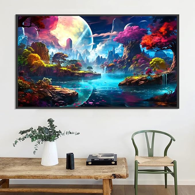 5D Large Size Diamond Art Kits for Adults Big Diamond Painting Kits for Adults Beginners, DIY Extra Large Paint by Diamond Gem Art Dots Painting Kits for Walls Decor 27.6x16inch (Moon Landscape)