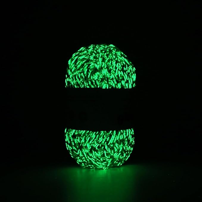 Glow in The Dark Yarn - 100g/3.5oz DK #3 Light Weight, Beginner-Friendly Crochet & Knitting Supplies (Grass Green, 1 Pack)