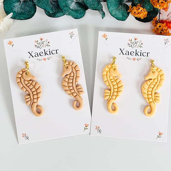 Xaekicr Seahorse Polymer Clay Cutters for Earrings - Ocean Style Clay Earring Cutters for Jewelry Making, 2 Pcs Clay Tools