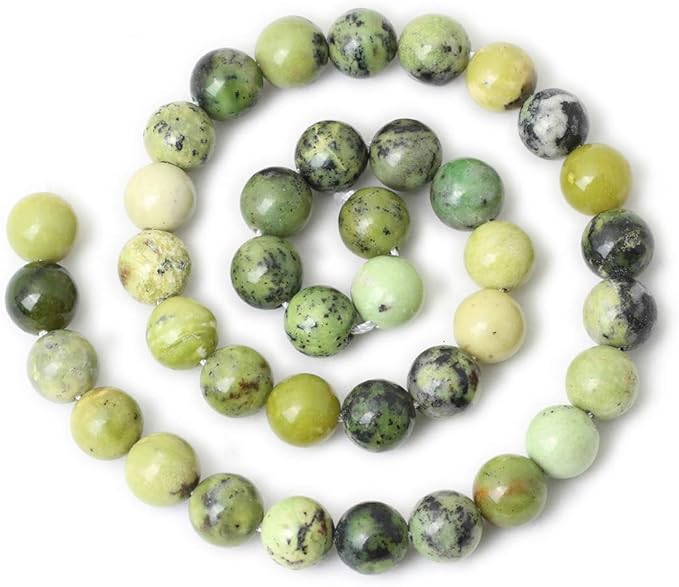 cheavian 35pcs 10mm natural australian jade gemstone round loose beads for jewelry making diy handmade materials 1 strand 15"
