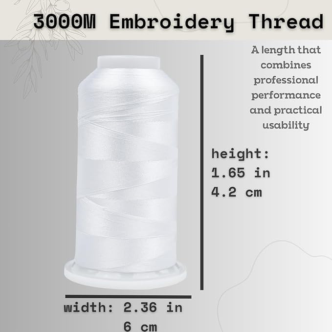 Simthread 12 Spools Embroidery Thread Set, 3000 Yards 40WT 100% Polyester Trilobal Machine Thread for Professional & Home Use, Compatible with Brother, Singer, Janome & More, 6Black+6White