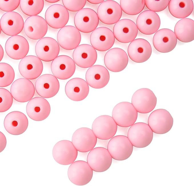 bonny boxx 500pcs 8mm smooth light pink acrylic round beads, plastic resin bubblegum balls chunky gumball beads for necklace and bracelet making, crafting supplies