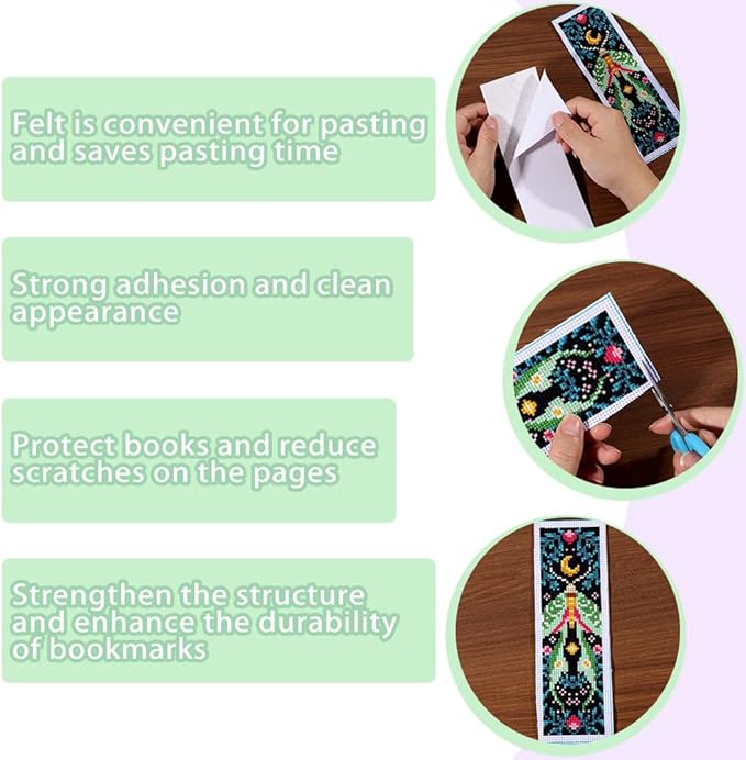 ORIGACH 6 Pcs Cross Stitch Bookmark Kit for Beginner Adults, Vivid Moths Stamped Embroidery Bookmark Kit with Instruction for Starters Printed Cross Stitch DIY Kits for Book Lovers