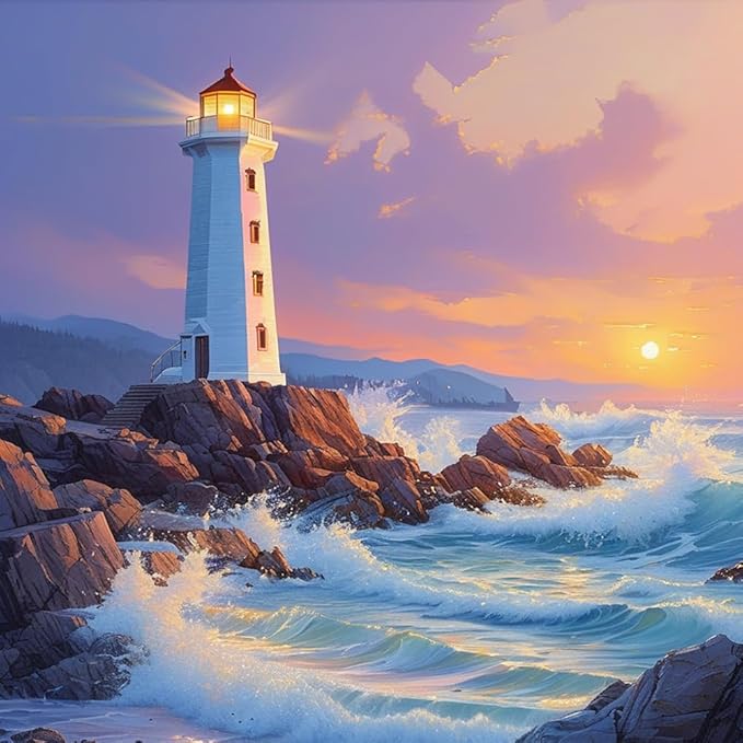 hill froeistung Lighthouse Diamond Art Painting Kits for Adults,Sea Diamond Art for Beginners, 5D DIY Full Drill Round Gem Art Craft Home Wall Decor Gift 12x12 inch