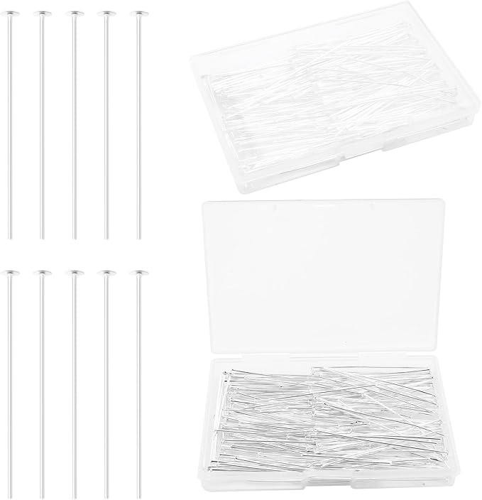 200 Pcs 50mm Straight Head Pins for Craft Earring Bracelet Necklace Pendant DIY Jewelry Making, Silver Color