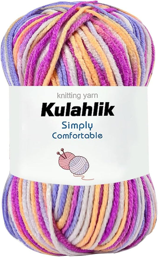 50g(1x50g) Acrylic Yarn for Crocheting and Knitting, Colorful Gradient Yarn Thread, 1 Rolls Skeins, Multicolor Hilo Acrílico, Perfect for DIY Crafts Project