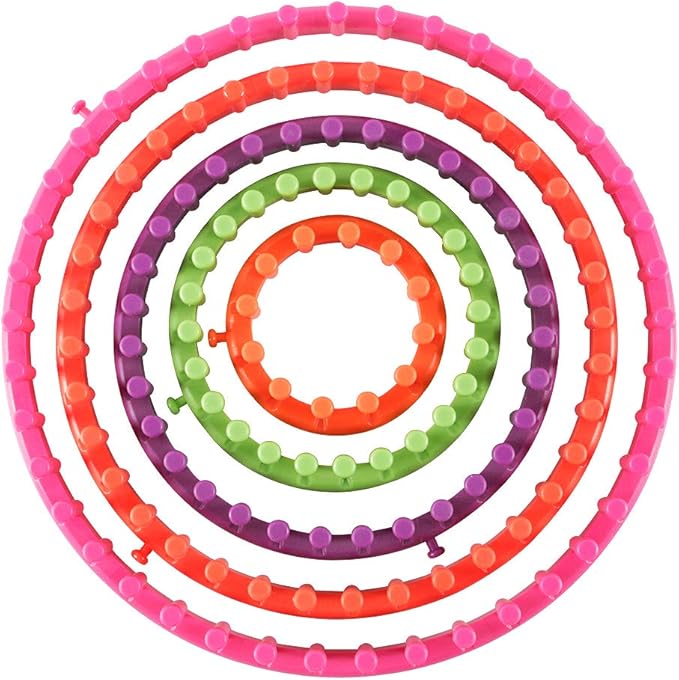 novelinks Round Knitting Looms Set - Set of 5 Plastic Looms Knitting with 1 Knitting Yarn Loom Needle and 1 Plastic Loom Pick