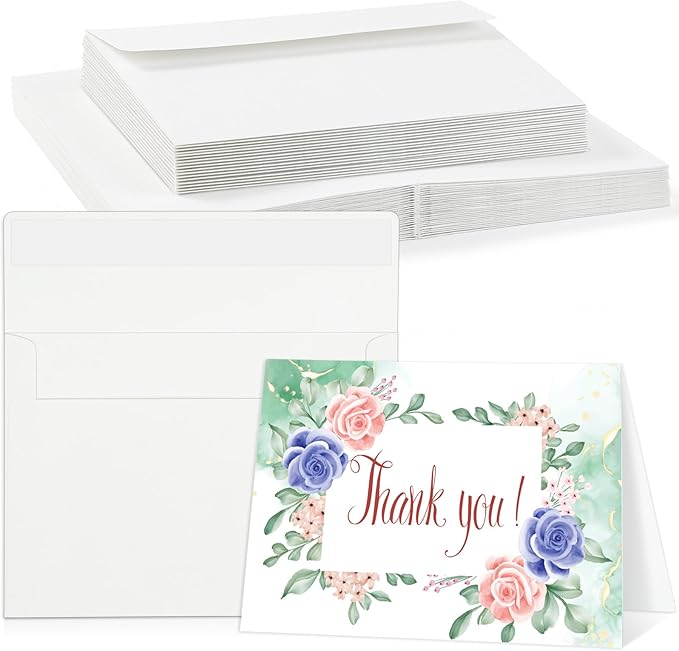 Prudiut 20 Sets Watercolor Cards with Envelopes, 140 lb/300 GSM Watercolor Paper Cards, 5x7 Inch Foldable Blank Cards and Envelopes for Wedding Invitations Greeting Thank You Mothers Day Gifts Card